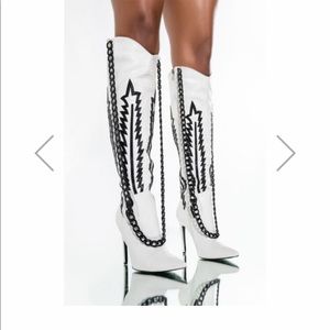 White stiletto boots